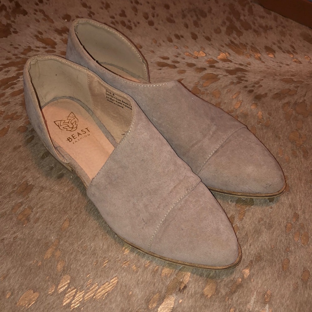 Taupe Suede Side-Slit Flats